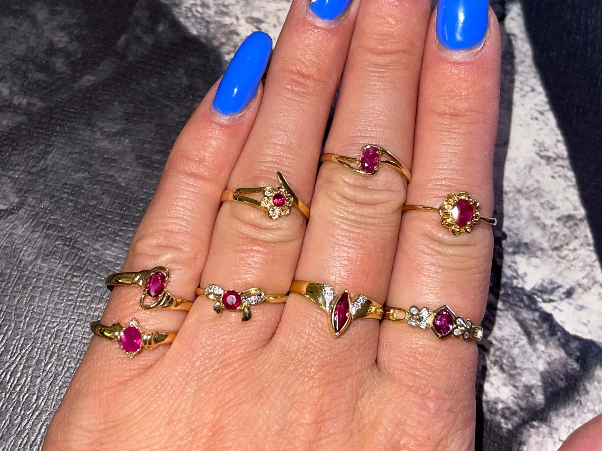 Oval Red Ruby Diamond Ring in 14k Yellow Gold