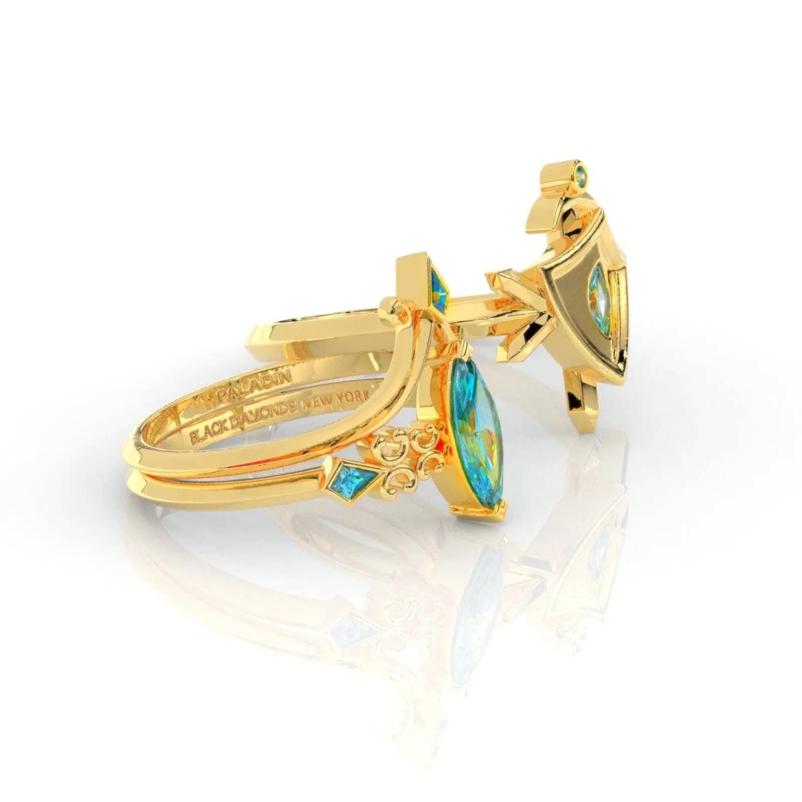 Paladin's 2-piece Ring Set (Women)- 14k Yellow Gold Video Game Inspired Rings