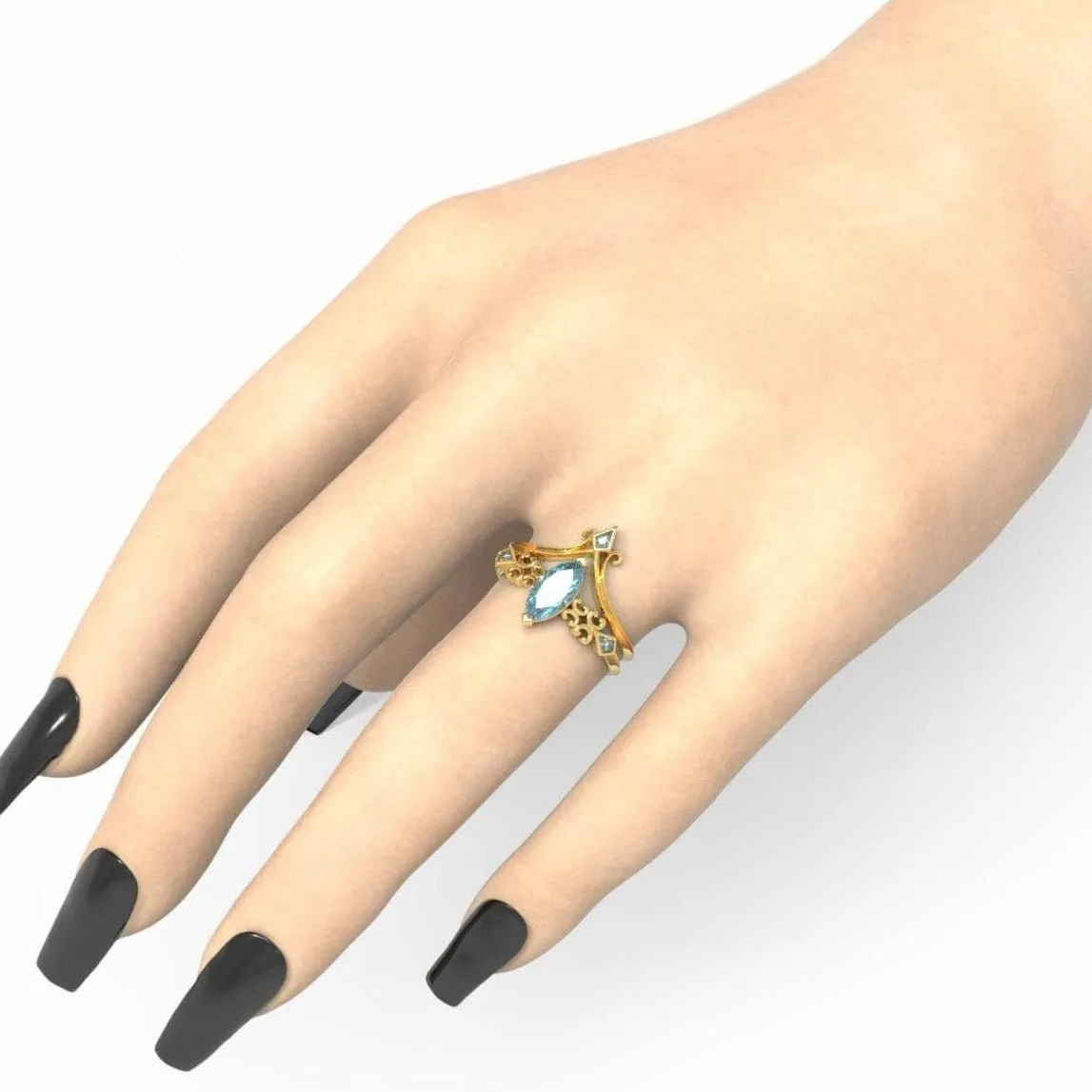 Paladin's 2-piece Ring Set (Women)- 14k Yellow Gold Video Game Inspired Rings