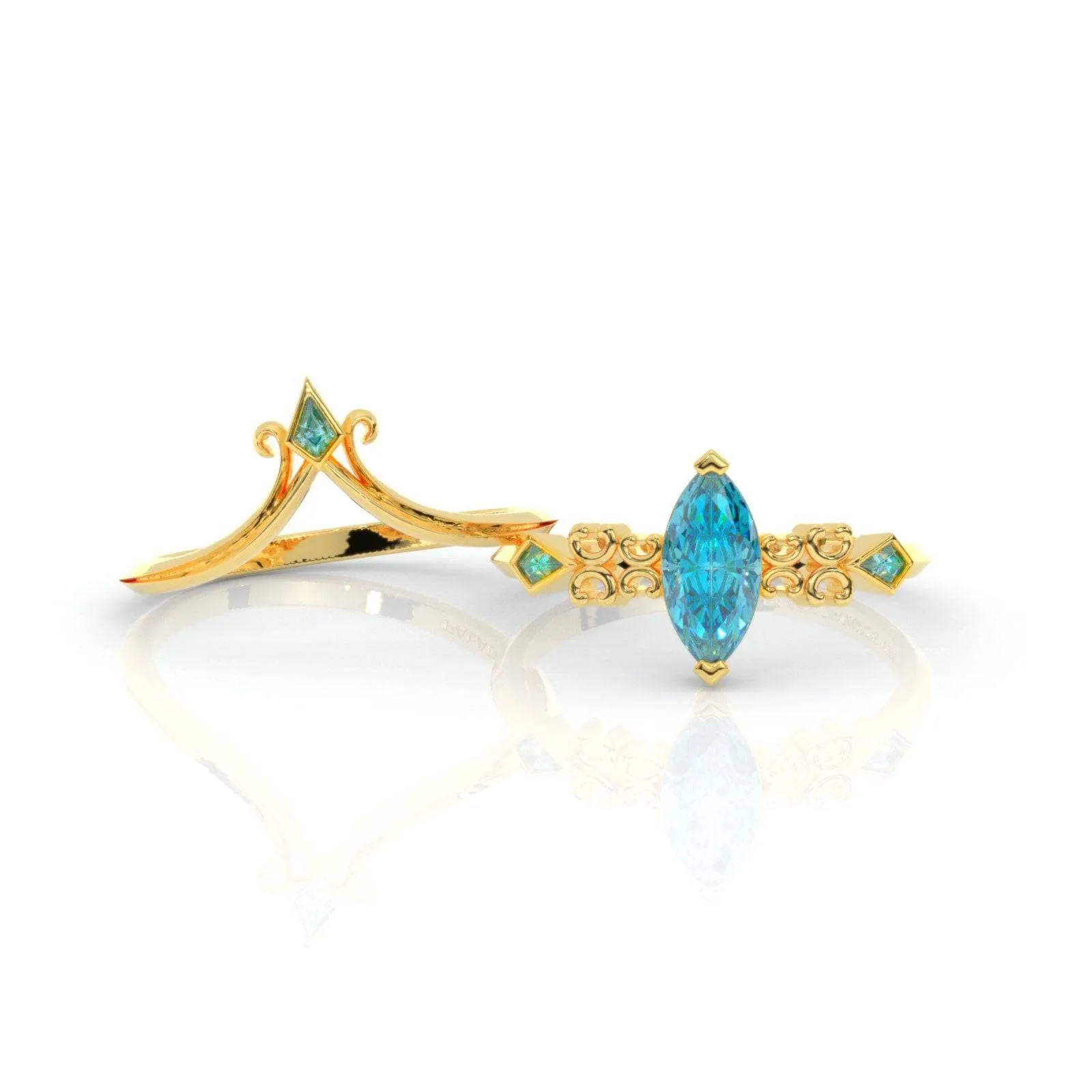 Paladin's 2-piece Ring Set (Women)- 14k Yellow Gold Video Game Inspired Rings