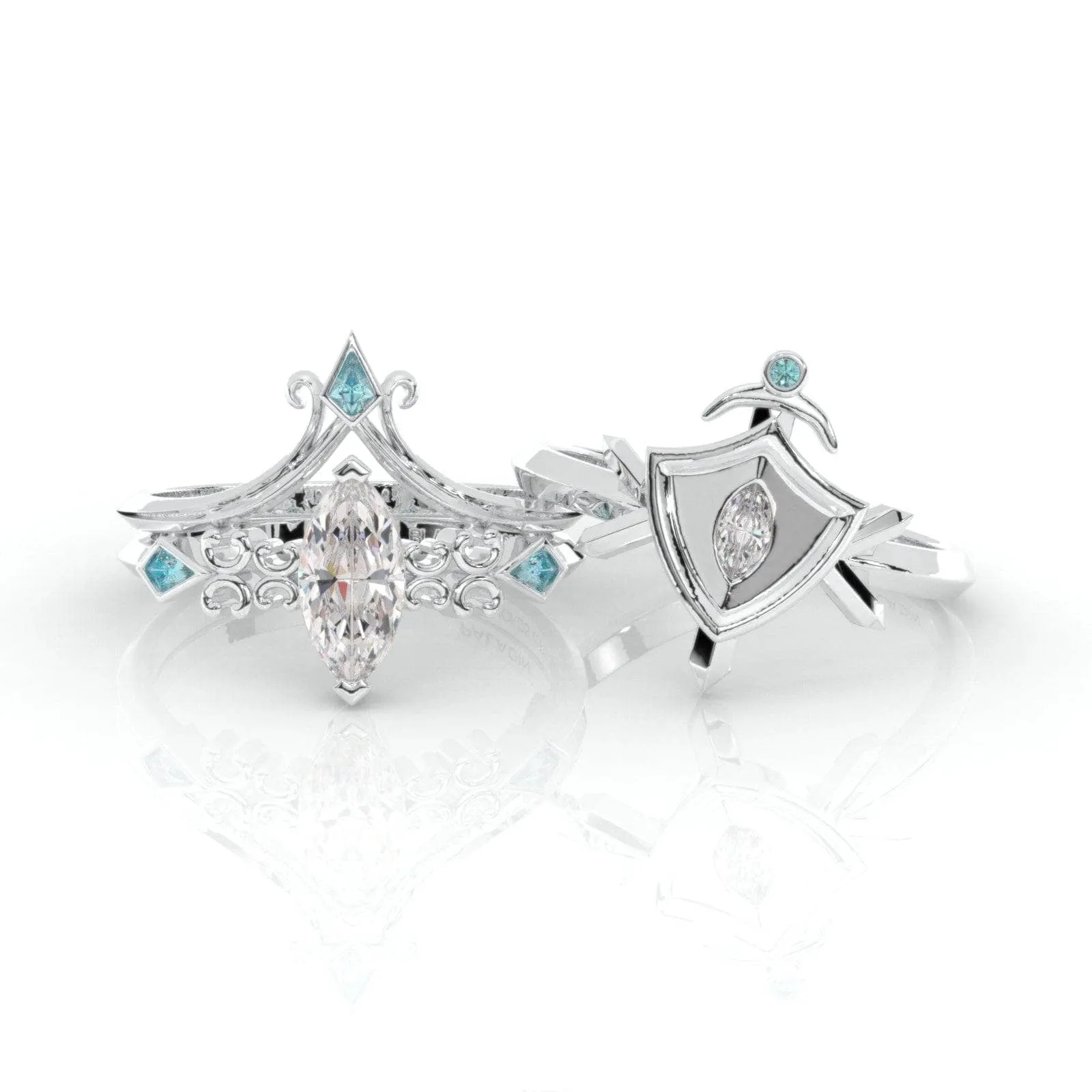 Paladin's 2-piece Ring Set (Women)- 14k Yellow Gold Video Game Inspired Rings