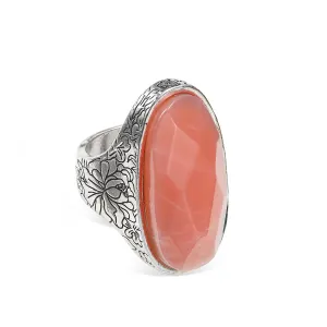 PEACH FACETED OVAL STONE SIZE 7 RINGS #293MT5201