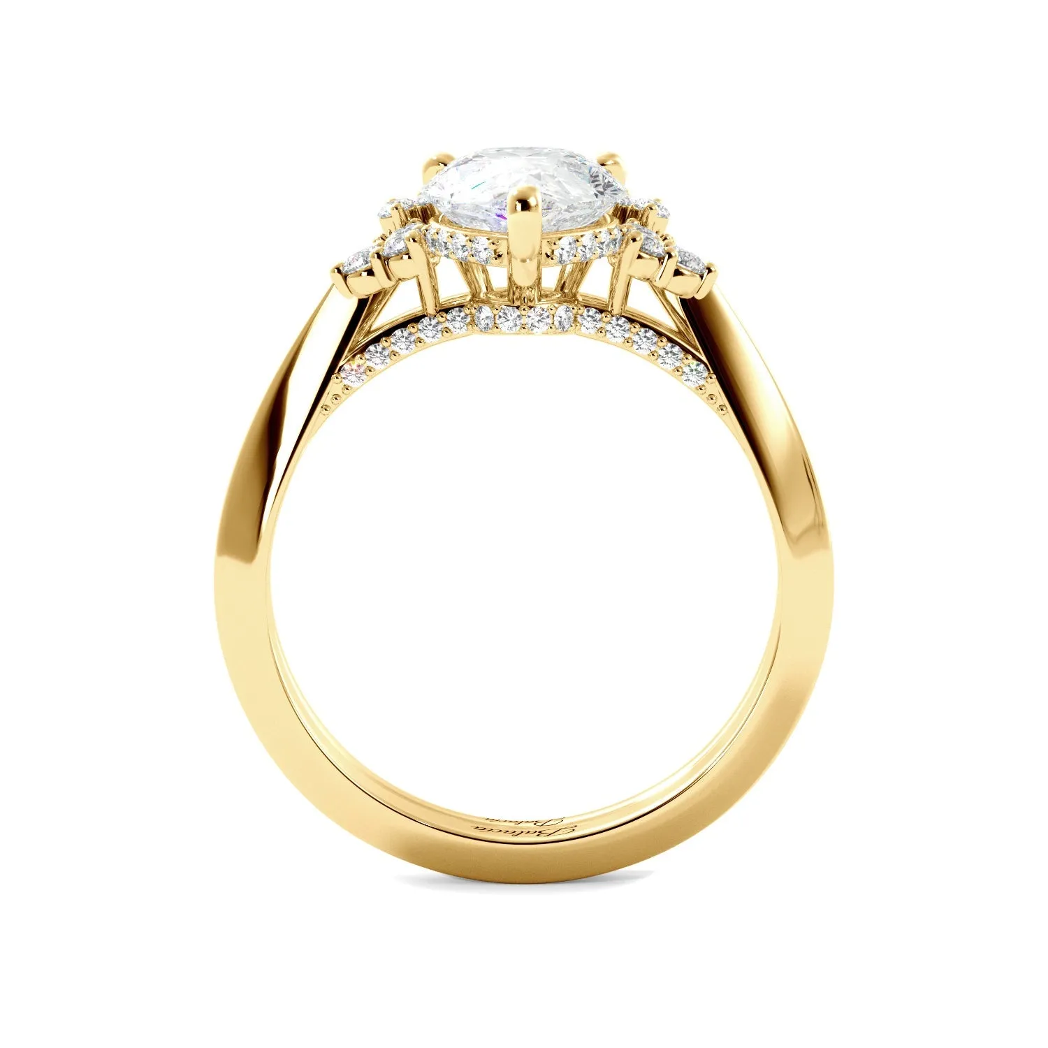 Pear Diamond Engagement Ring with Round Accents