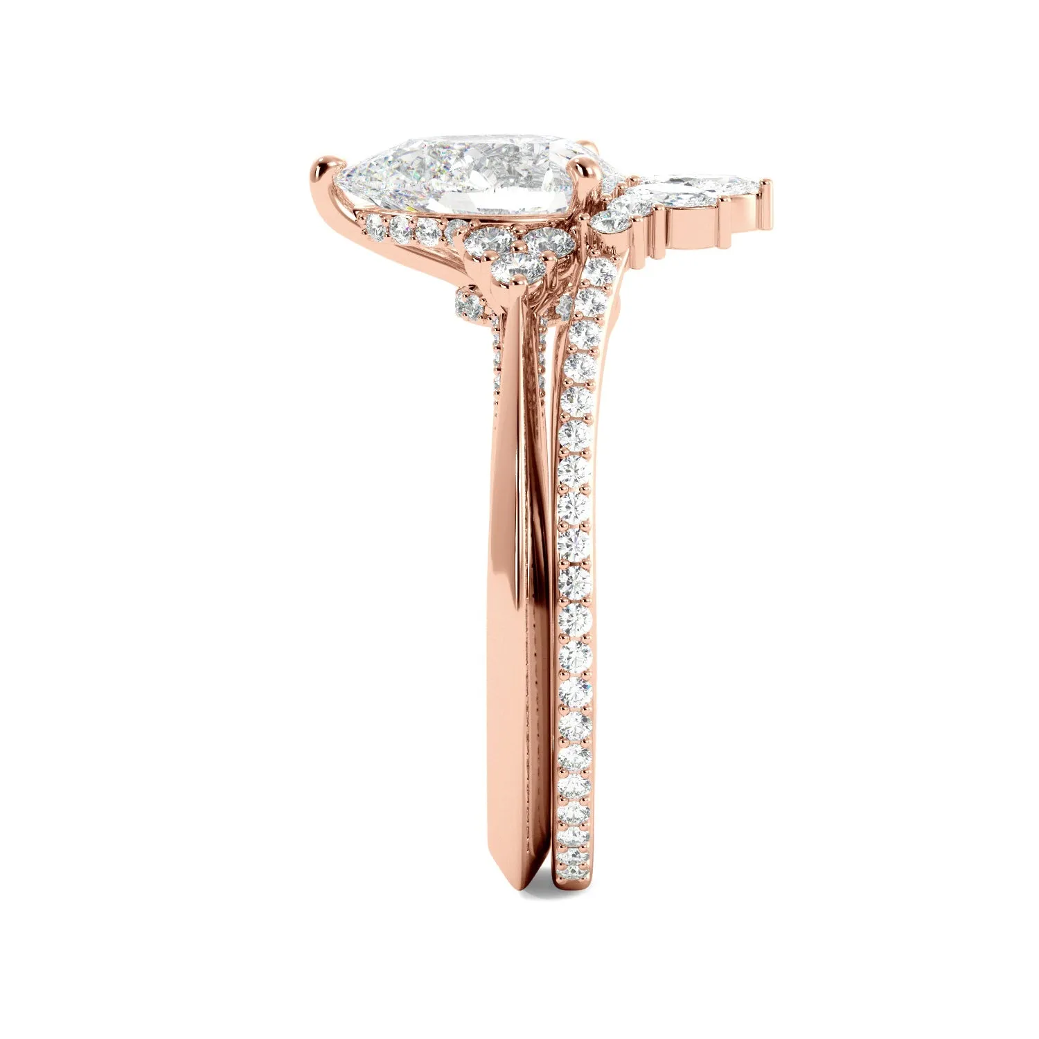 Pear Diamond Engagement Ring with Round Accents
