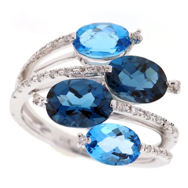 PeJay Creations Blue Topaz & Diamond Ring