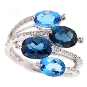 PeJay Creations Blue Topaz & Diamond Ring