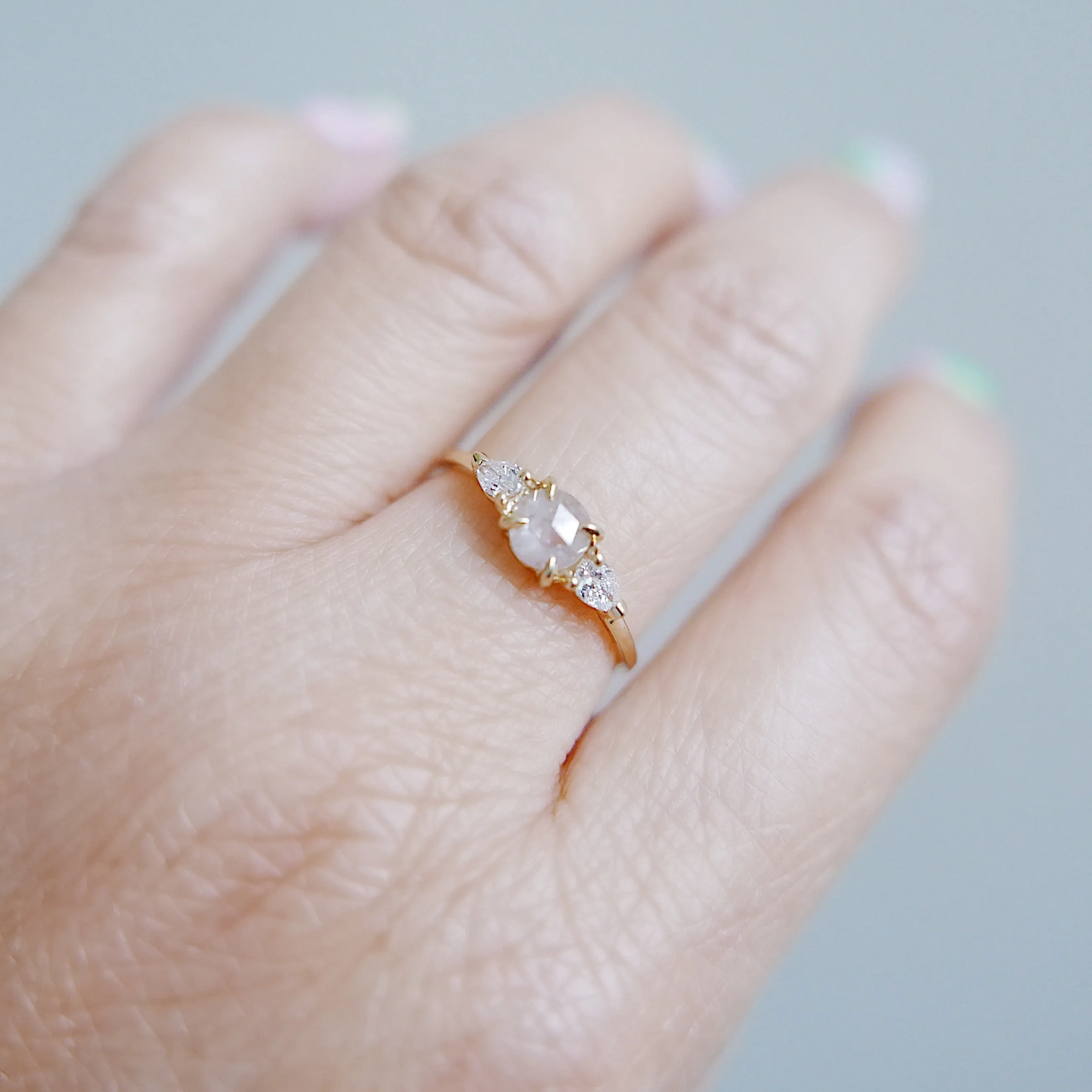 Penelope OOAK Rosecut Gray Diamond Ring