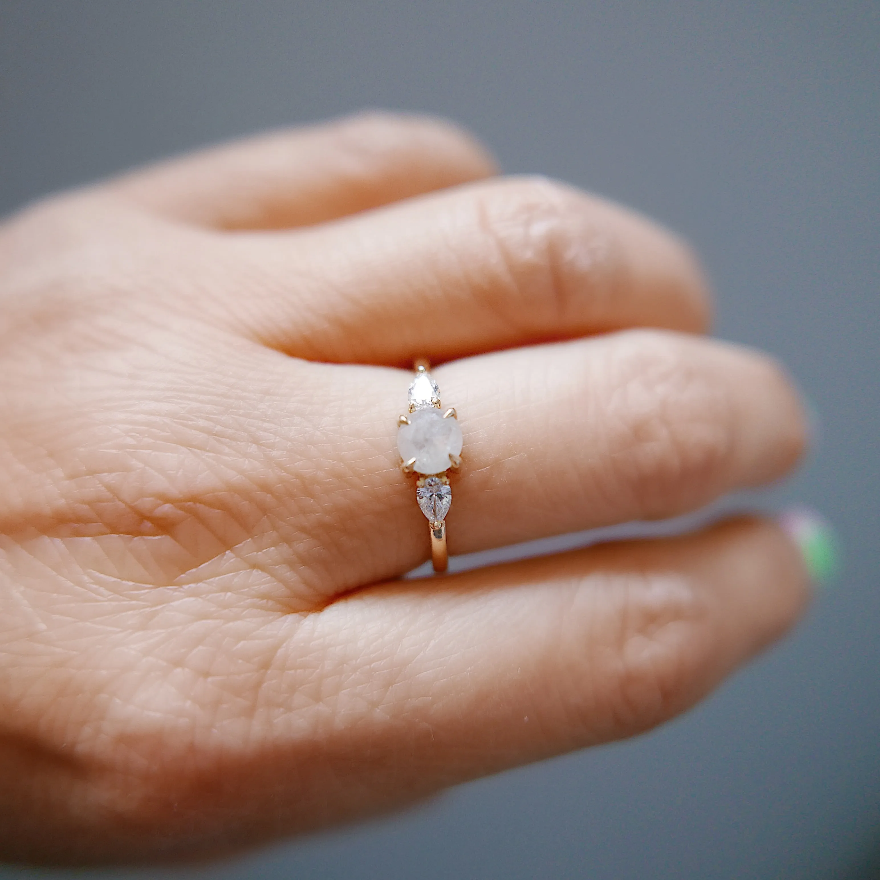 Penelope OOAK Rosecut Gray Diamond Ring