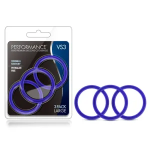 Performance - Vs3 Pure Premium Silicone  Cockrings - Large - Indigo