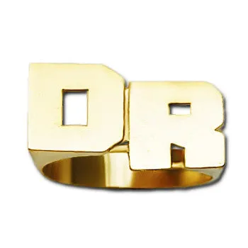 Personalized Gold Two Initial Monogram Ring- 10mm