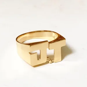 Personalized Gold Two Initial Monogram Ring- 10mm