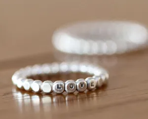 Personalized Sterling Silver Bead Ring (S0611)