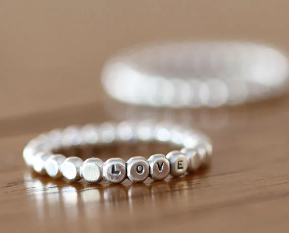 Personalized Sterling Silver Bead Ring (S0611)