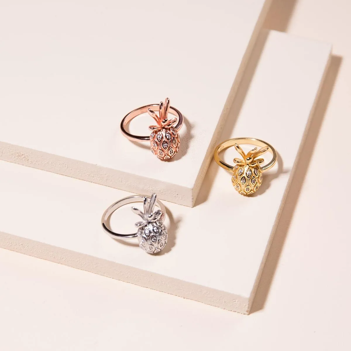 Pina Colada | Rose Gold Vermeil | CZ Diamond Pineapple Ring