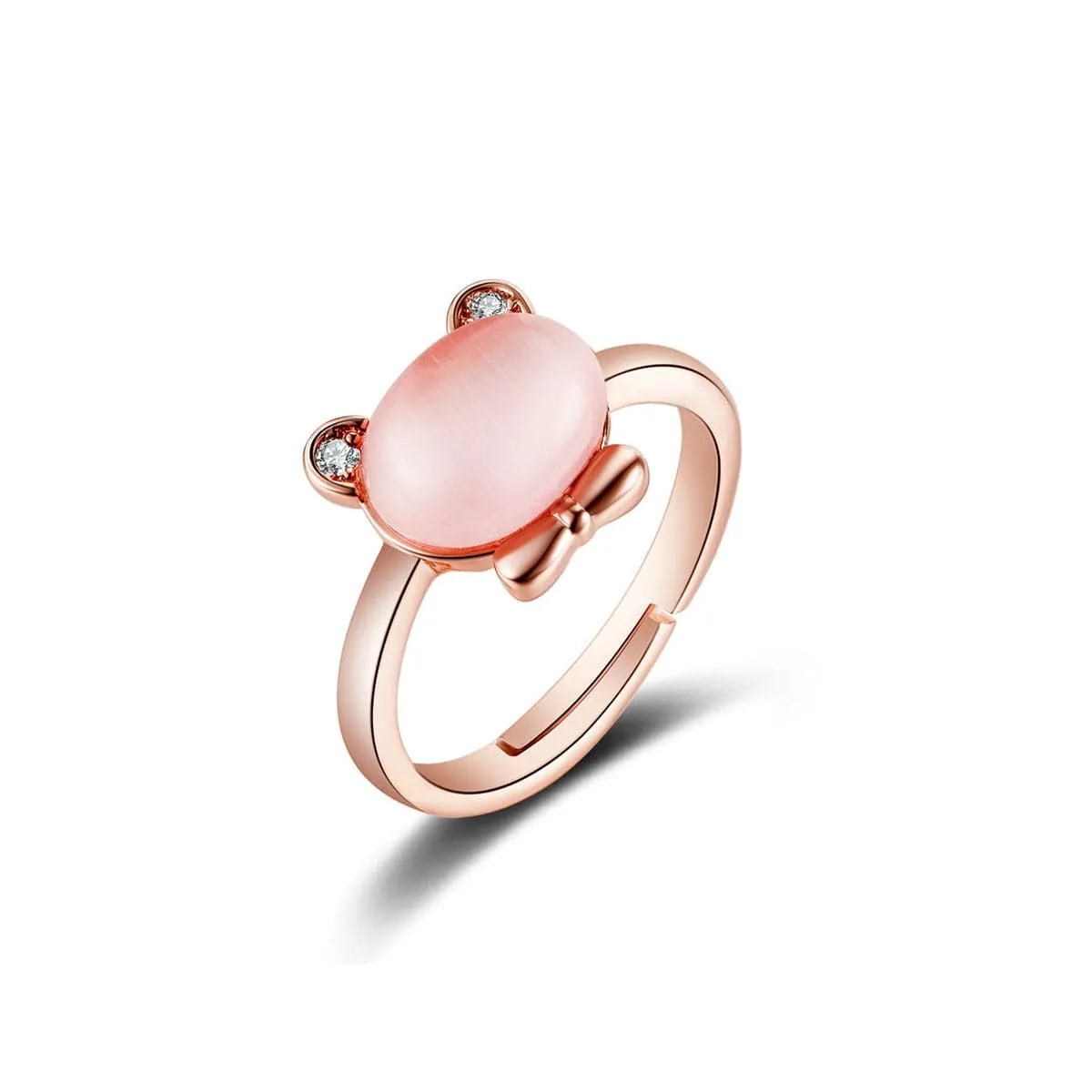 Pink Crystal & Cubic Zirconia Kitty Ring