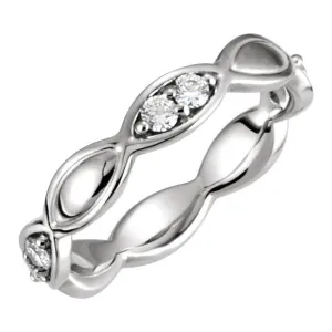Platinum 1/3 CTW Diamond Sculptural-Inspired Eternity Band , Size 6.5