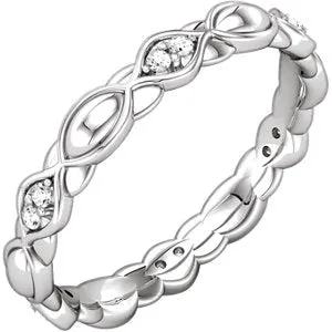 Platinum 1/8 CTW Diamond Sculptural-Inspired Eternity Band size 5.5
