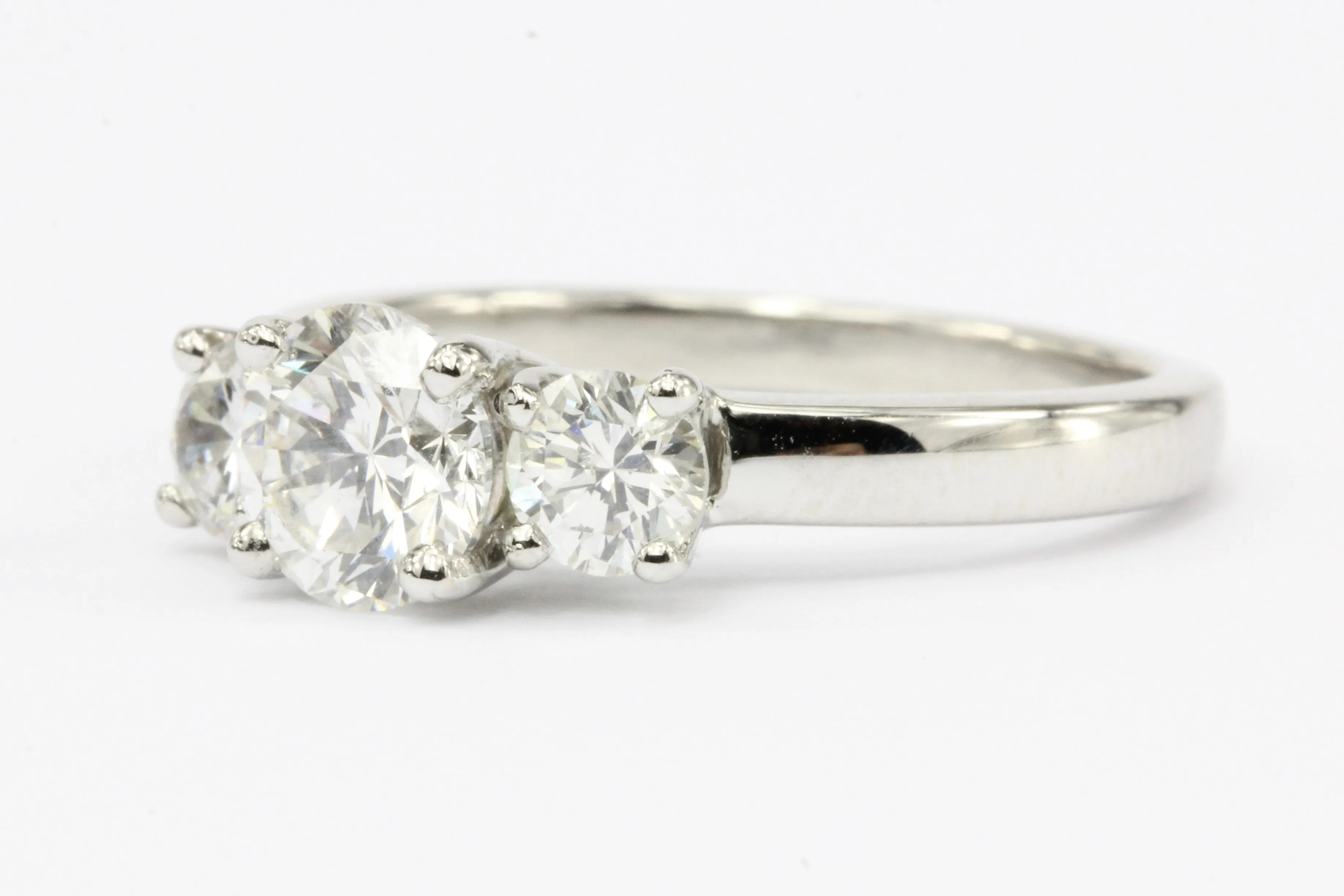 Platinum 3 Stone Diamond Engagement Ring 1.5 CTW