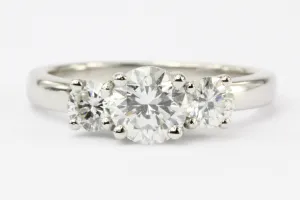 Platinum 3 Stone Diamond Engagement Ring 1.5 CTW