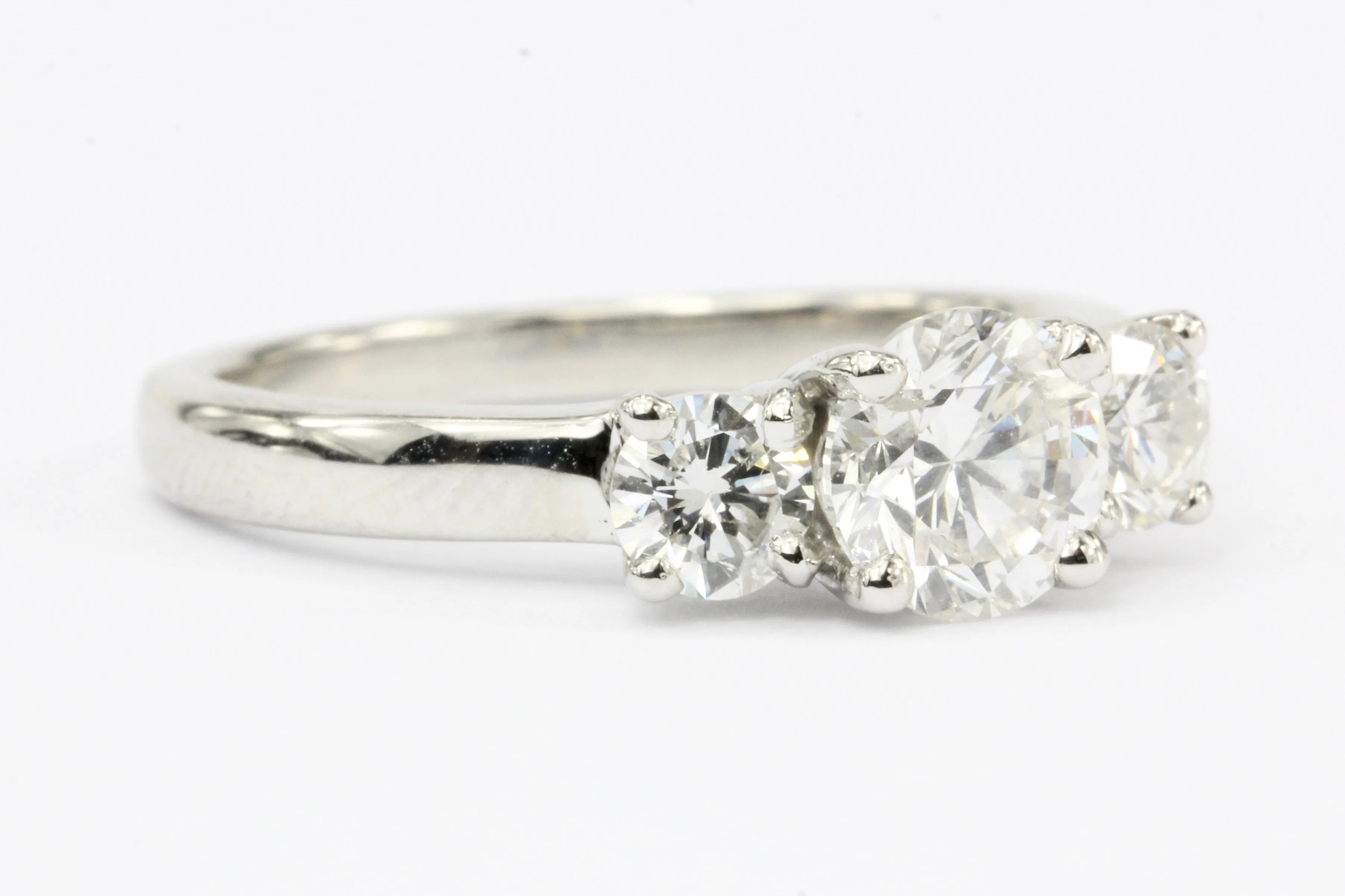 Platinum 3 Stone Diamond Engagement Ring 1.5 CTW