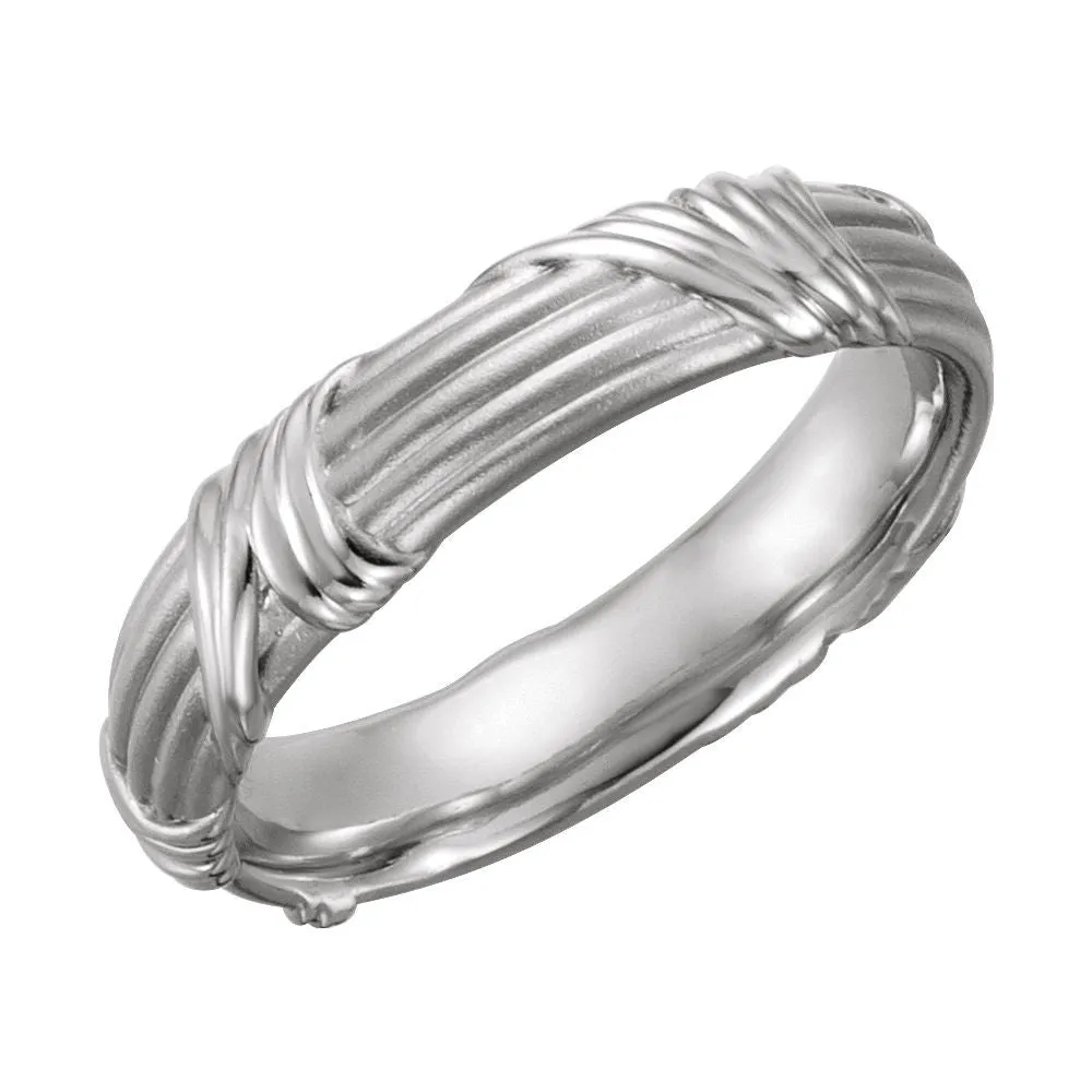 Platinum 6mm Sculptural-Inspired Design Band Size 7