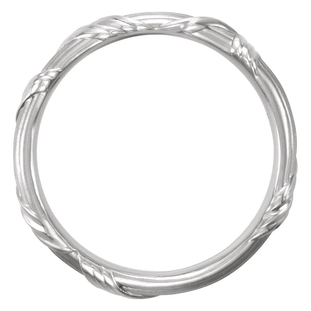 Platinum 6mm Sculptural-Inspired Design Band Size 7