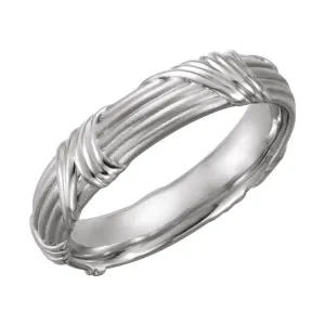 Platinum 6mm Sculptural-Inspired Design Band Size 7