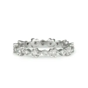 Platinum and Diamond "Tiny Scalloped Flower Band" Ring