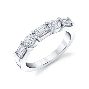 Platinum Oval And Emerald Cut Diamond Ring (1.32ctw)