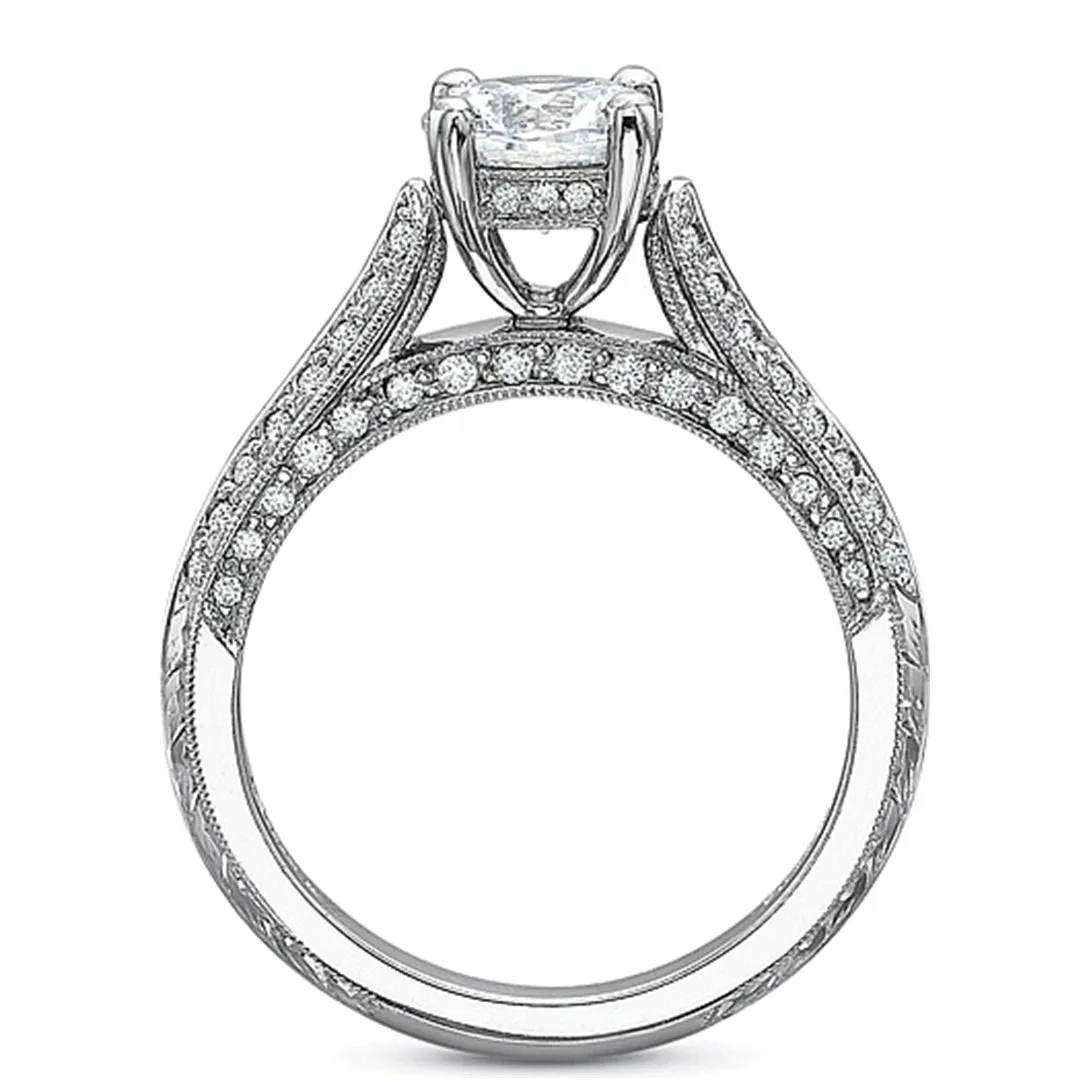 Precision Set 4-Sided Milgrain Diamond Engagement Ring
