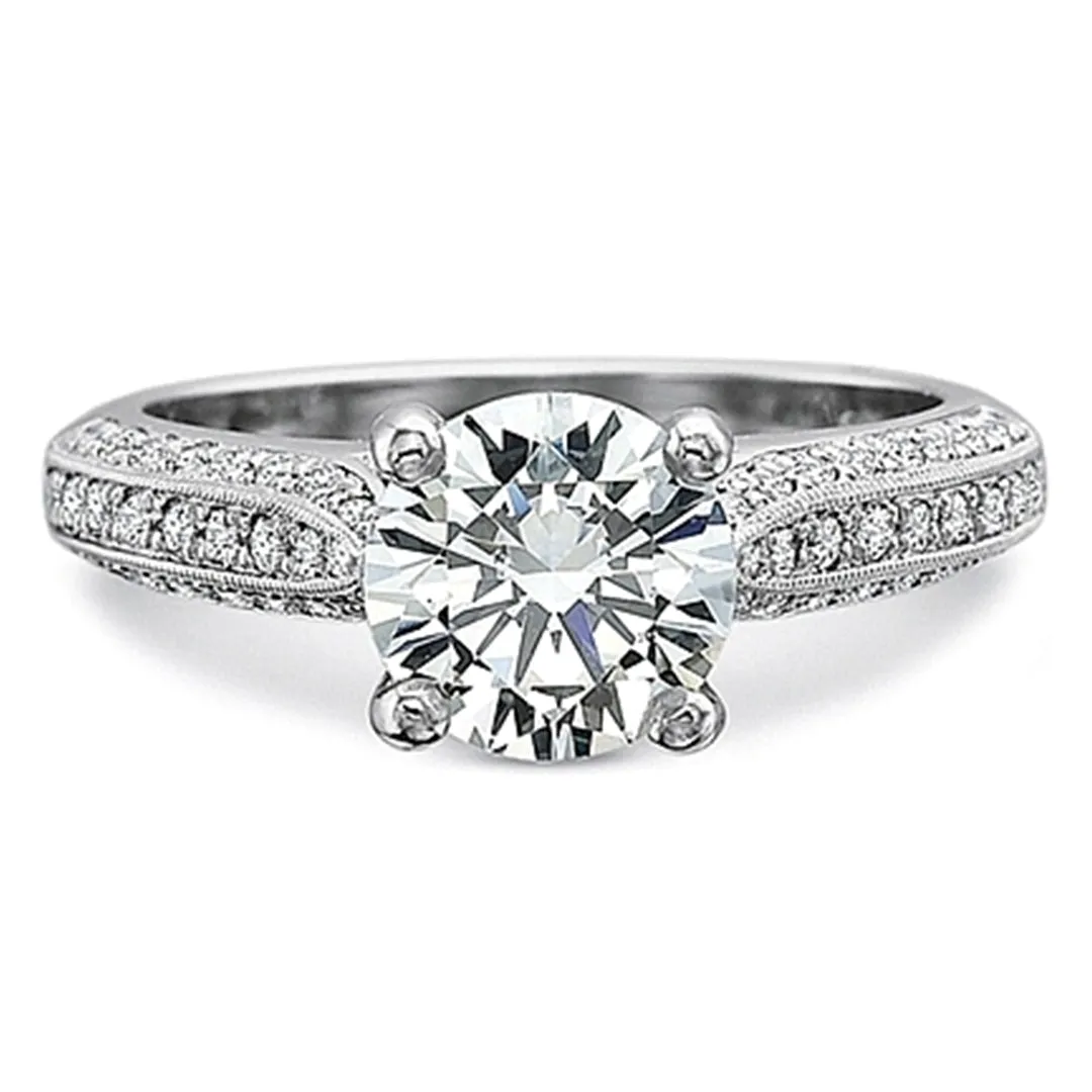 Precision Set Triple Row Bead-Set Diamond Engagement Ring