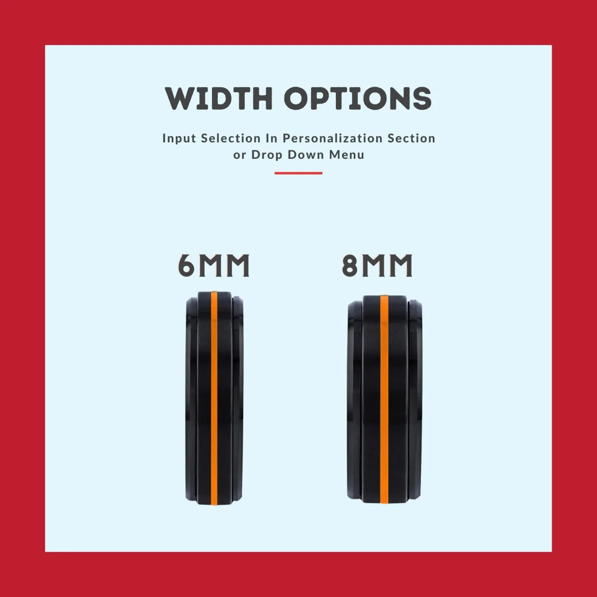 PROVIDENCE | Red Ring, Black Tungsten Ring, Orange Groove, Stepped Edge