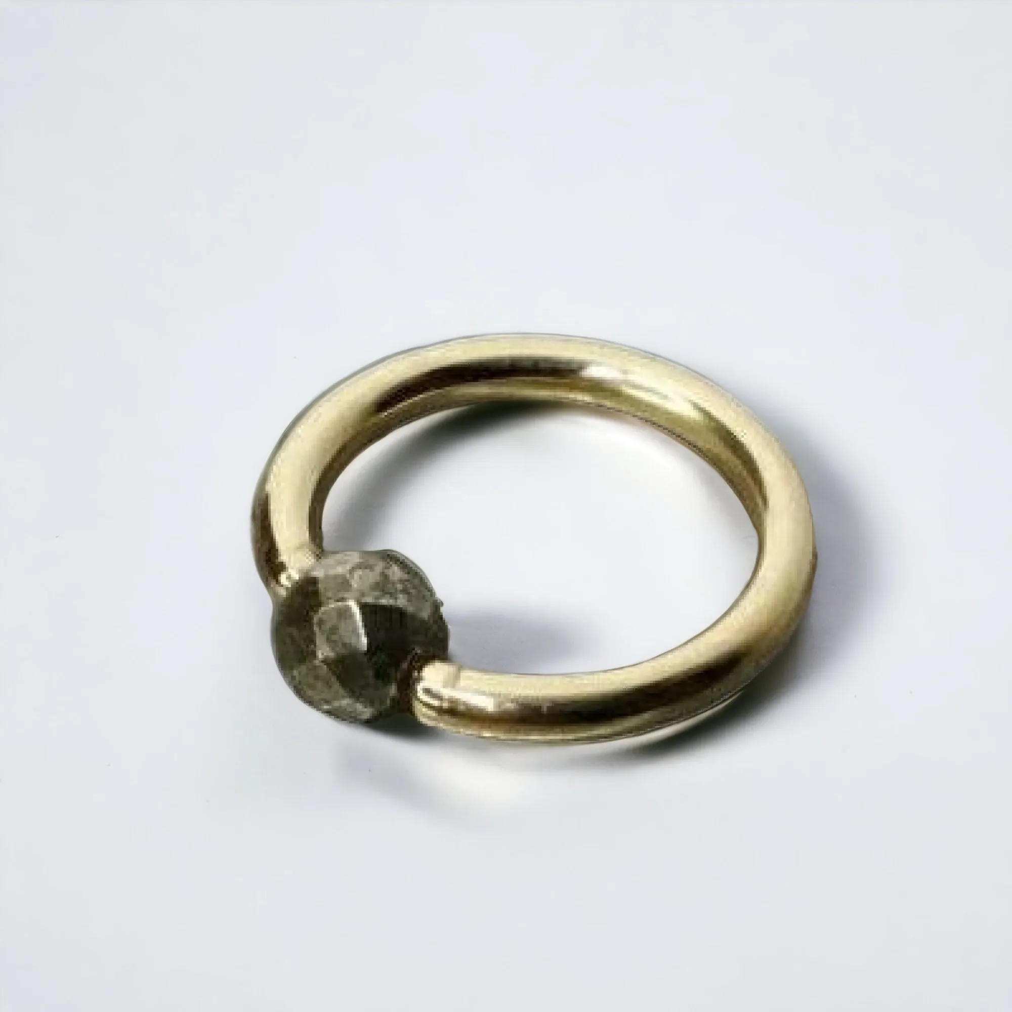 Pyrite Faceted Captive Bead Ring - 16 ga Hoop - 14k Gold (Y, W, or R), Sterling Silver, or Platinum
