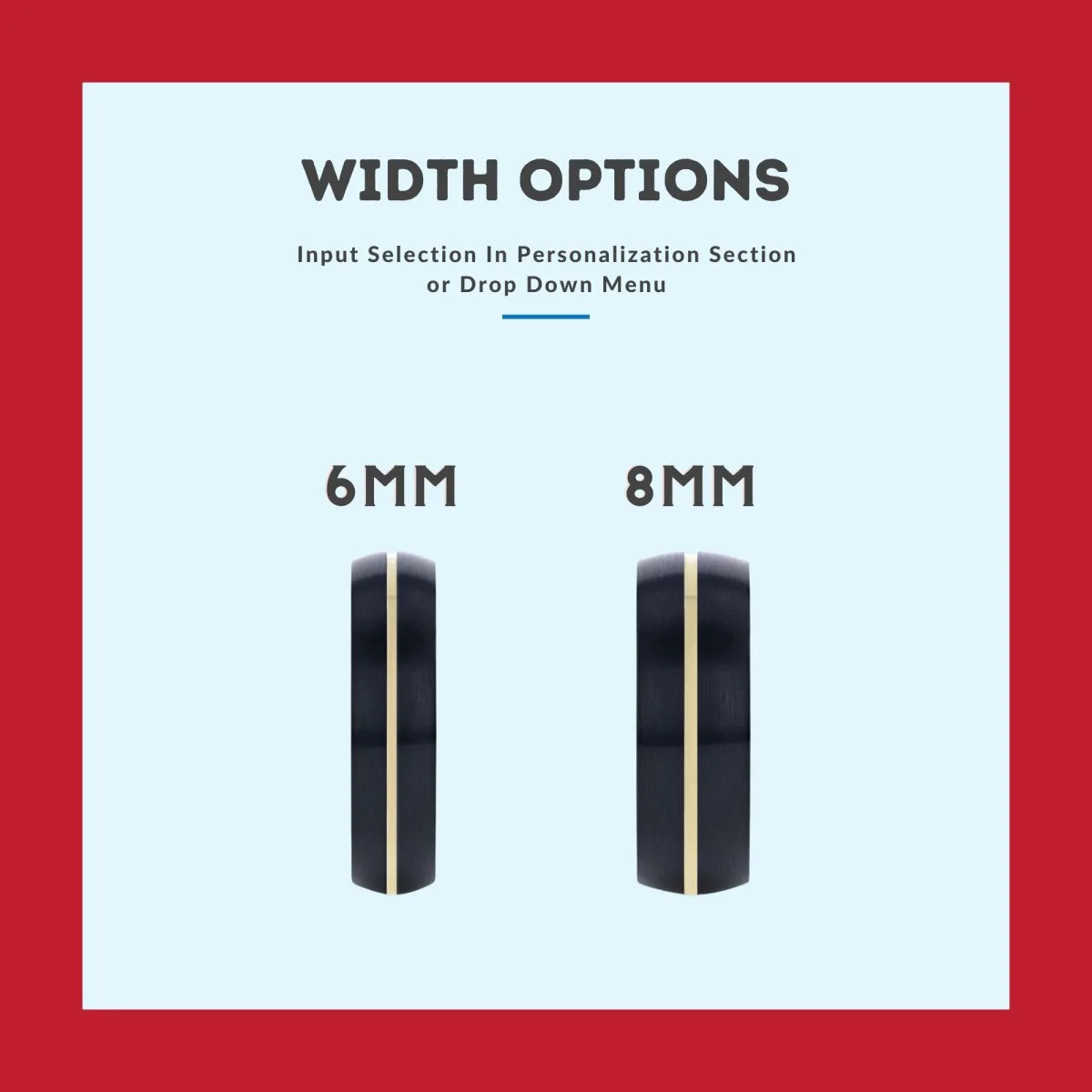 RADOVAN | Red Ring, Black Tungsten Ring, Gold Groove, Domed