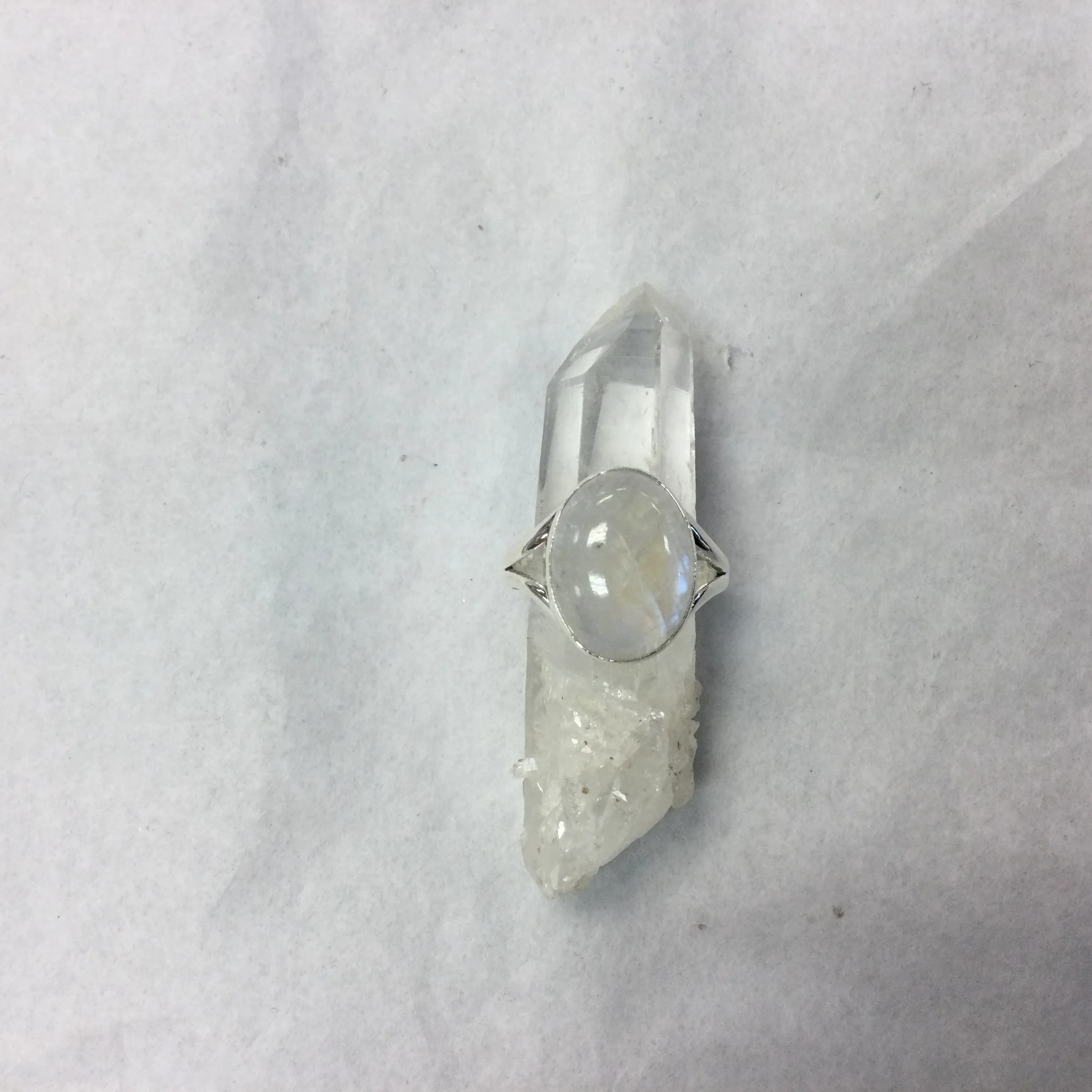 Rainbow Moonstone Ring, Large Stone