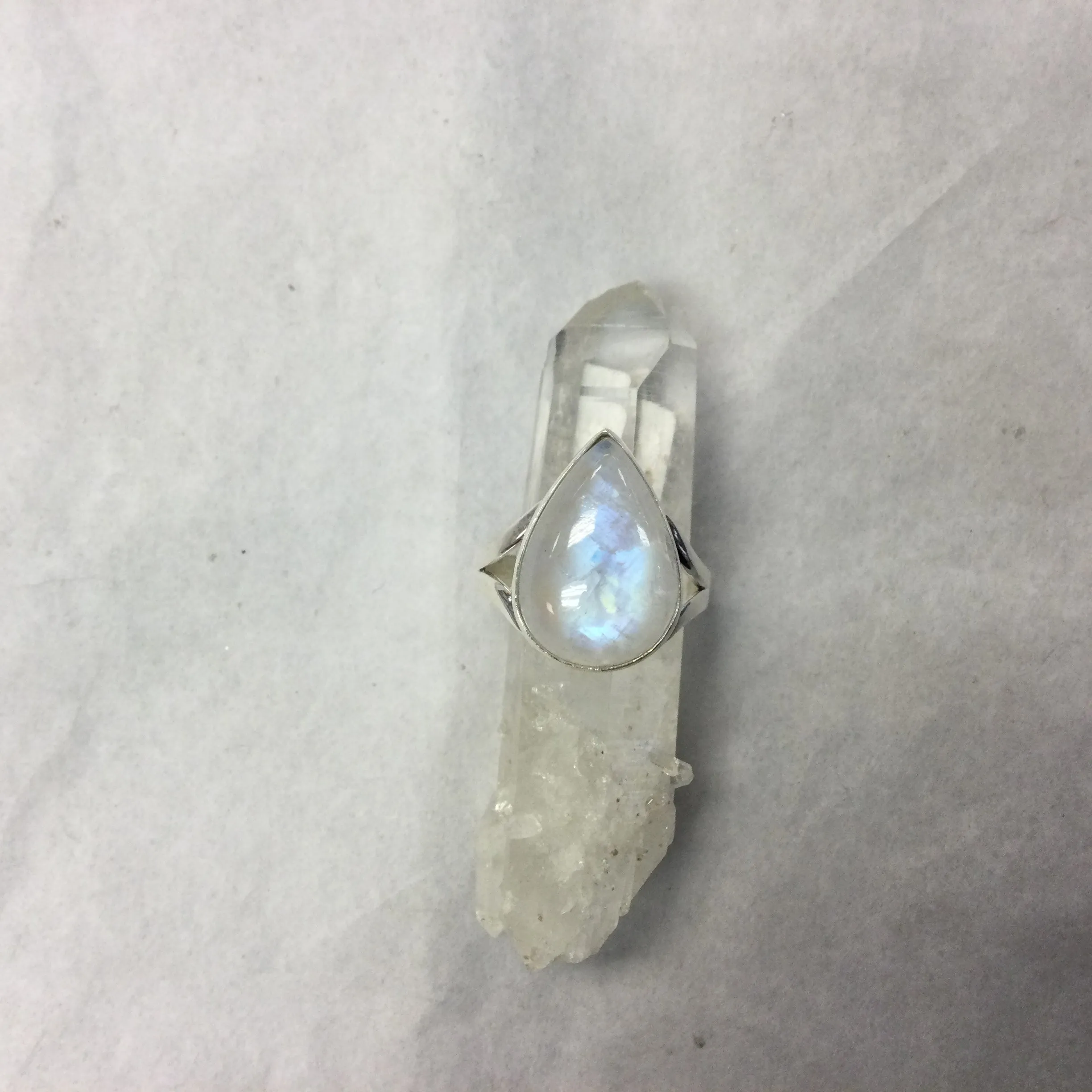 Rainbow Moonstone Ring, Large Stone