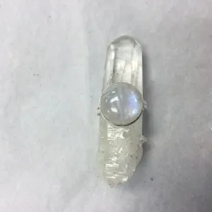 Rainbow Moonstone Ring, Large Stone