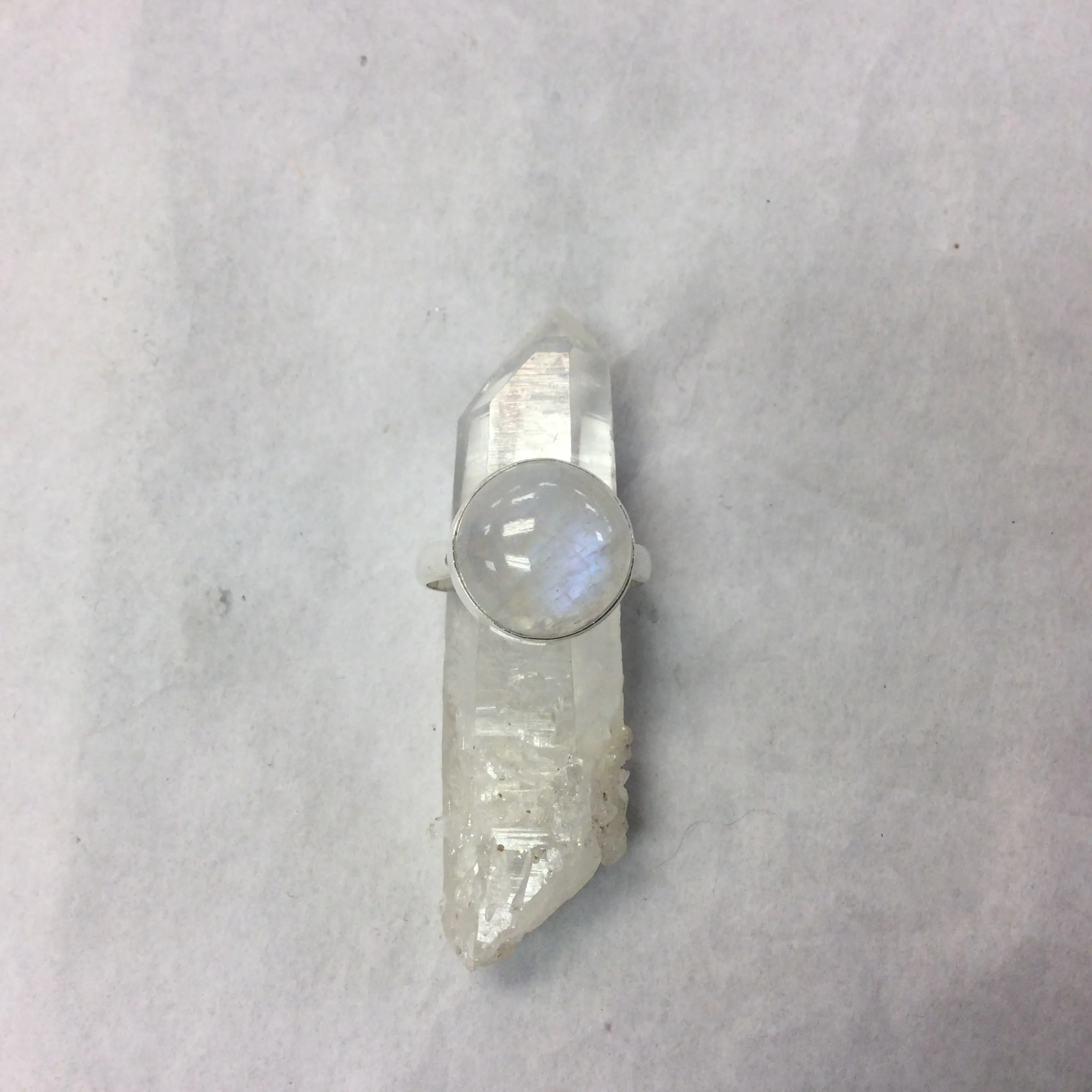 Rainbow Moonstone Ring, Large Stone