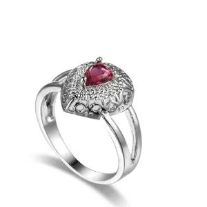 Red Crystal Pear-Cut Ring