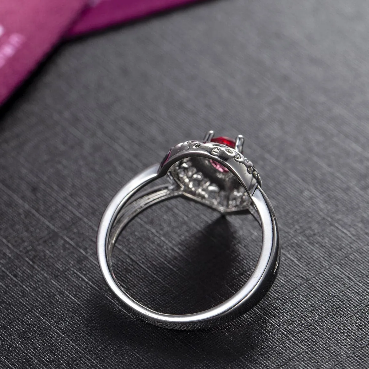 Red Crystal Pear-Cut Ring