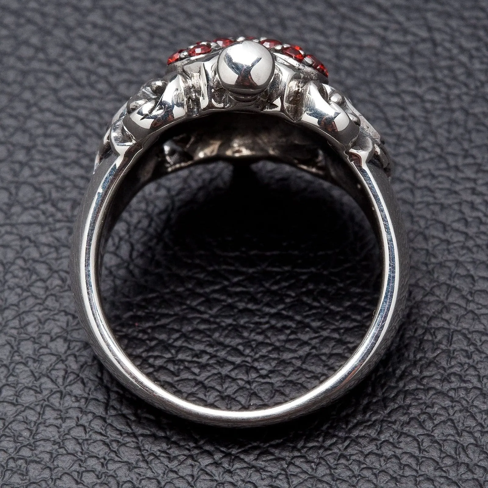 Red Garnet Heart Dagger Sterling Silver Gothic Ring