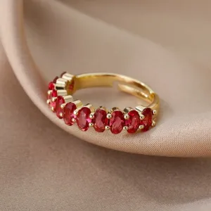 Red Ruby Golden Ring for Women Wedding Party Jewelry