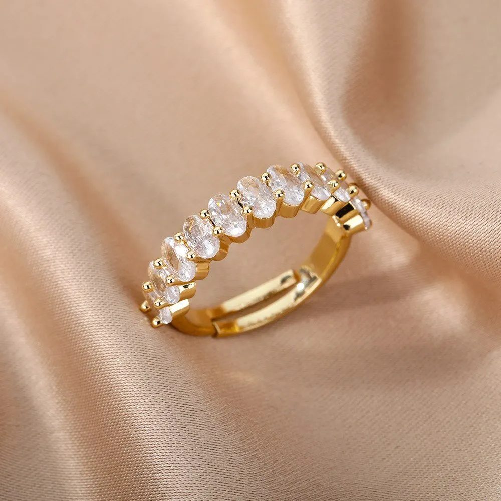 Red Ruby Golden Ring for Women Wedding Party Jewelry