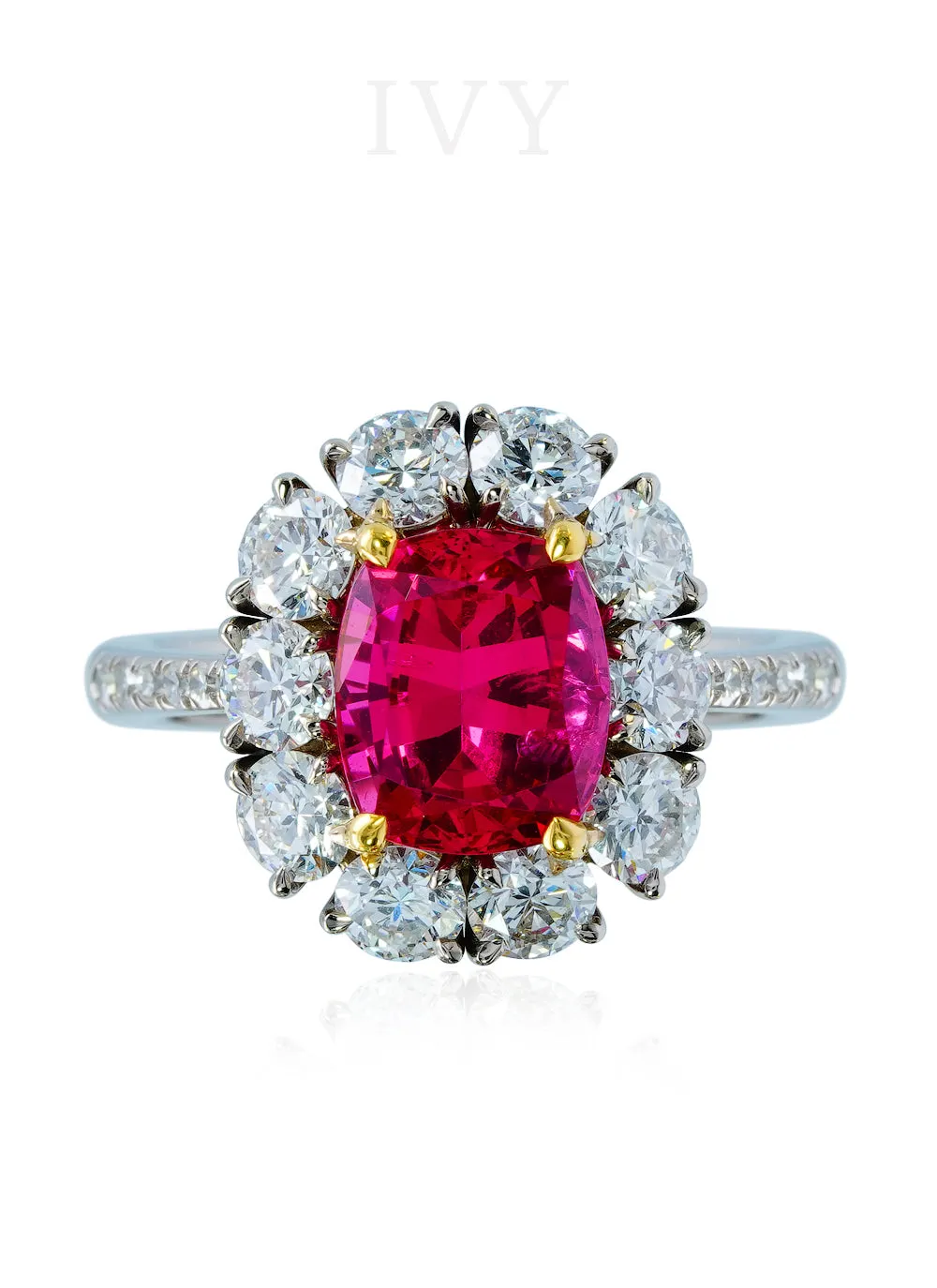 Red Spinel and Diamond Ring