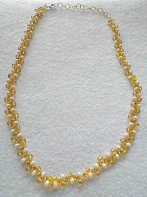 Right Angle Weave Gold and White Necklace (special order - sold out)