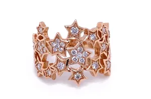 Ring 18kt Rose Gold & Diamonds Stars