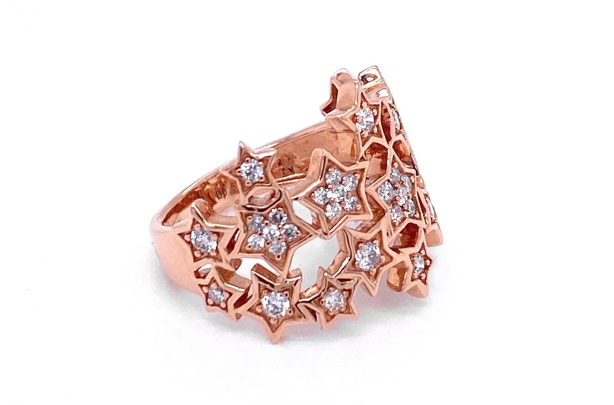 Ring 18kt Rose Gold & Diamonds Stars