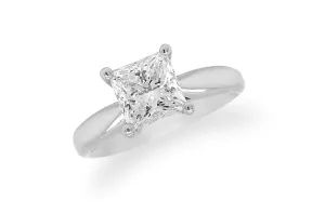 Ring 18kt White Gold & Princess cut Diamond 1.20 I VVS2 GIA