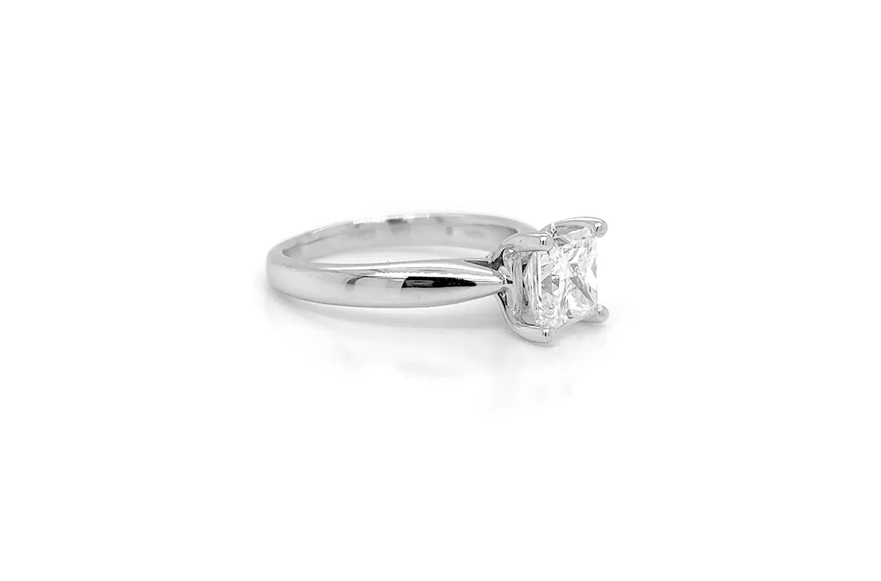 Ring 18kt White Gold & Princess cut Diamond 1.20 I VVS2 GIA