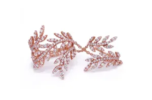 Ring Double Leaf 18kt Rose Gold & Diamonds
